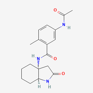 N-[(3aR,7aS)-2-oxo-3,4,5,6,7,7a-hexahydro-1H-indol-3a-yl]-5-acetamido-2-methylbenzamide