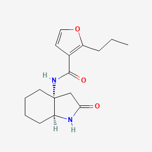 molecular formula C16H22N2O3 B7352109 N-[(3aR,7aS)-2-oxo-3,4,5,6,7,7a-hexahydro-1H-indol-3a-yl]-2-propylfuran-3-carboxamide 