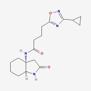 molecular formula C17H24N4O3 B7352116 N-[(3aR,7aS)-2-oxo-3,4,5,6,7,7a-hexahydro-1H-indol-3a-yl]-4-(3-cyclopropyl-1,2,4-oxadiazol-5-yl)butanamide 