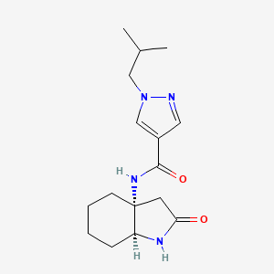 molecular formula C16H24N4O2 B7352120 N-[(3aR,7aS)-2-oxo-3,4,5,6,7,7a-hexahydro-1H-indol-3a-yl]-1-(2-methylpropyl)pyrazole-4-carboxamide 