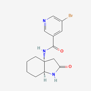 molecular formula C14H16BrN3O2 B7352128 N-[(3aR,7aS)-2-oxo-3,4,5,6,7,7a-hexahydro-1H-indol-3a-yl]-5-bromopyridine-3-carboxamide 