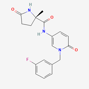 molecular formula C18H18FN3O3 B7352161 (2S)-N-[1-[(3-fluorophenyl)methyl]-6-oxopyridin-3-yl]-2-methyl-5-oxopyrrolidine-2-carboxamide 