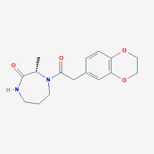 molecular formula C16H20N2O4 B7352168 (3S)-4-[2-(2,3-dihydro-1,4-benzodioxin-6-yl)acetyl]-3-methyl-1,4-diazepan-2-one 