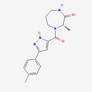 molecular formula C17H20N4O2 B7352191 (3S)-3-methyl-4-[3-(4-methylphenyl)-1H-pyrazole-5-carbonyl]-1,4-diazepan-2-one 