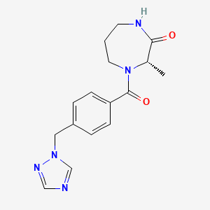 molecular formula C16H19N5O2 B7352201 (3S)-3-methyl-4-[4-(1,2,4-triazol-1-ylmethyl)benzoyl]-1,4-diazepan-2-one 