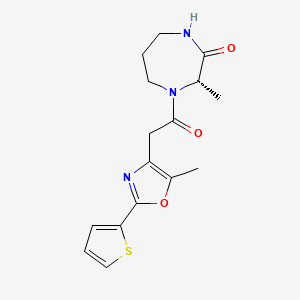 molecular formula C16H19N3O3S B7352217 (3S)-3-methyl-4-[2-(5-methyl-2-thiophen-2-yl-1,3-oxazol-4-yl)acetyl]-1,4-diazepan-2-one 