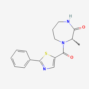 molecular formula C16H17N3O2S B7352234 (3S)-3-methyl-4-(2-phenyl-1,3-thiazole-5-carbonyl)-1,4-diazepan-2-one 