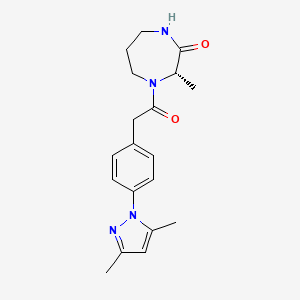 (3S)-4-[2-[4-(3,5-dimethylpyrazol-1-yl)phenyl]acetyl]-3-methyl-1,4-diazepan-2-one