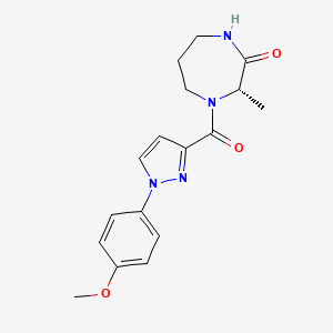 molecular formula C17H20N4O3 B7352279 (3S)-4-[1-(4-methoxyphenyl)pyrazole-3-carbonyl]-3-methyl-1,4-diazepan-2-one 