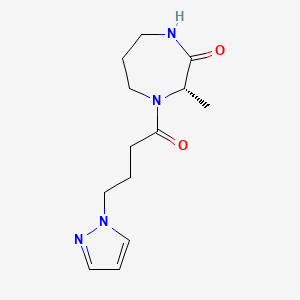 molecular formula C13H20N4O2 B7352280 (3S)-3-methyl-4-(4-pyrazol-1-ylbutanoyl)-1,4-diazepan-2-one 