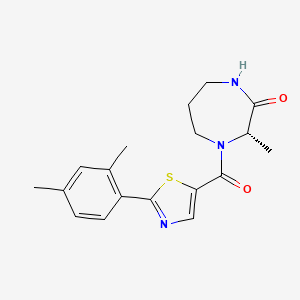 molecular formula C18H21N3O2S B7352300 (3S)-4-[2-(2,4-dimethylphenyl)-1,3-thiazole-5-carbonyl]-3-methyl-1,4-diazepan-2-one 