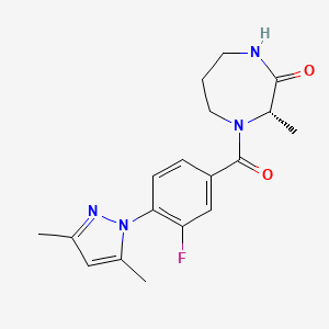 molecular formula C18H21FN4O2 B7352319 (3S)-4-[4-(3,5-dimethylpyrazol-1-yl)-3-fluorobenzoyl]-3-methyl-1,4-diazepan-2-one 