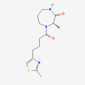 molecular formula C14H21N3O2S B7352341 (3S)-3-methyl-4-[4-(2-methyl-1,3-thiazol-4-yl)butanoyl]-1,4-diazepan-2-one 