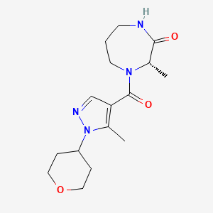 molecular formula C16H24N4O3 B7352355 (3S)-3-methyl-4-[5-methyl-1-(oxan-4-yl)pyrazole-4-carbonyl]-1,4-diazepan-2-one 