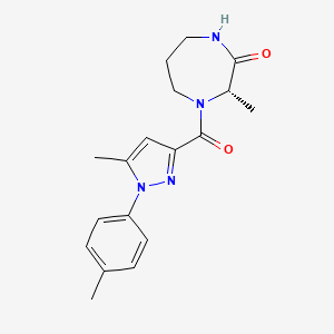 molecular formula C18H22N4O2 B7352370 (3S)-3-methyl-4-[5-methyl-1-(4-methylphenyl)pyrazole-3-carbonyl]-1,4-diazepan-2-one 