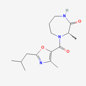 molecular formula C15H23N3O3 B7352389 (3S)-3-methyl-4-[4-methyl-2-(2-methylpropyl)-1,3-oxazole-5-carbonyl]-1,4-diazepan-2-one 