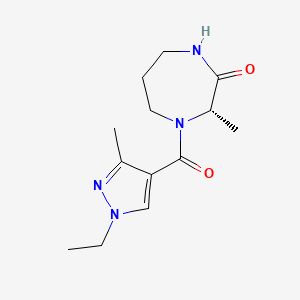 molecular formula C13H20N4O2 B7352464 (3S)-4-(1-ethyl-3-methylpyrazole-4-carbonyl)-3-methyl-1,4-diazepan-2-one 