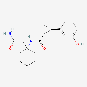 molecular formula C18H24N2O3 B7352479 (1R,2R)-N-[1-(2-amino-2-oxoethyl)cyclohexyl]-2-(3-hydroxyphenyl)cyclopropane-1-carboxamide 