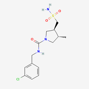 molecular formula C14H20ClN3O3S B7352489 (3S,4S)-N-[(3-chlorophenyl)methyl]-3-methyl-4-(sulfamoylmethyl)pyrrolidine-1-carboxamide 