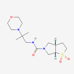 molecular formula C15H27N3O4S B7352494 (3aS,6aS)-N-(2-methyl-2-morpholin-4-ylpropyl)-1,1-dioxo-2,3,3a,4,6,6a-hexahydrothieno[2,3-c]pyrrole-5-carboxamide 