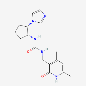 molecular formula C17H23N5O2 B7352508 1-[(4,6-dimethyl-2-oxo-1H-pyridin-3-yl)methyl]-3-[(1R,2S)-2-imidazol-1-ylcyclopentyl]urea 