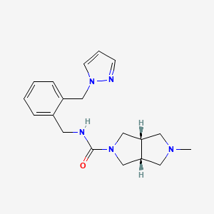 molecular formula C19H25N5O B7352521 (3aR,6aS)-2-methyl-N-[[2-(pyrazol-1-ylmethyl)phenyl]methyl]-1,3,3a,4,6,6a-hexahydropyrrolo[3,4-c]pyrrole-5-carboxamide 