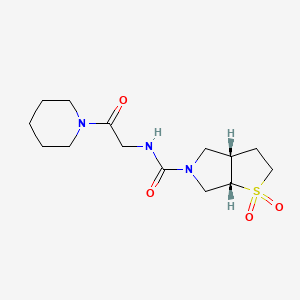 molecular formula C14H23N3O4S B7352564 (3aS,6aS)-1,1-dioxo-N-(2-oxo-2-piperidin-1-ylethyl)-2,3,3a,4,6,6a-hexahydrothieno[2,3-c]pyrrole-5-carboxamide 