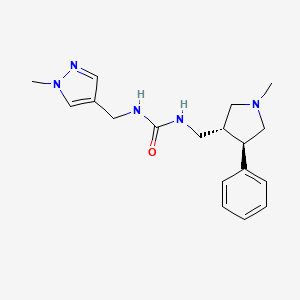 molecular formula C18H25N5O B7352637 1-[[(3R,4R)-1-methyl-4-phenylpyrrolidin-3-yl]methyl]-3-[(1-methylpyrazol-4-yl)methyl]urea 