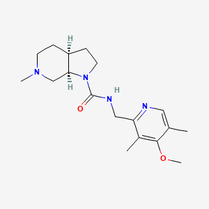 molecular formula C18H28N4O2 B7352663 (3aS,7aR)-N-[(4-methoxy-3,5-dimethylpyridin-2-yl)methyl]-6-methyl-3,3a,4,5,7,7a-hexahydro-2H-pyrrolo[2,3-c]pyridine-1-carboxamide 