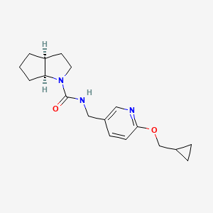 molecular formula C18H25N3O2 B7352670 (3aS,6aS)-N-[[6-(cyclopropylmethoxy)pyridin-3-yl]methyl]-3,3a,4,5,6,6a-hexahydro-2H-cyclopenta[b]pyrrole-1-carboxamide 