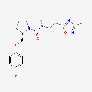 molecular formula C17H21FN4O3 B7352678 (2S)-2-[(4-fluorophenoxy)methyl]-N-[2-(3-methyl-1,2,4-oxadiazol-5-yl)ethyl]pyrrolidine-1-carboxamide 