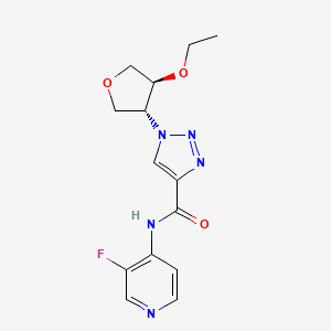 molecular formula C14H16FN5O3 B7352775 1-[(3R,4S)-4-ethoxyoxolan-3-yl]-N-(3-fluoropyridin-4-yl)triazole-4-carboxamide 