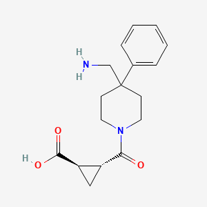 molecular formula C17H22N2O3 B7352806 (1R,2R)-2-[4-(aminomethyl)-4-phenylpiperidine-1-carbonyl]cyclopropane-1-carboxylic acid 