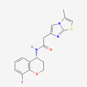 molecular formula C17H16FN3O2S B7352831 N-[(4R)-8-fluoro-3,4-dihydro-2H-chromen-4-yl]-2-(3-methylimidazo[2,1-b][1,3]thiazol-6-yl)acetamide 