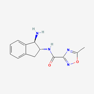 molecular formula C13H14N4O2 B7352833 N-[(1R,2R)-1-amino-2,3-dihydro-1H-inden-2-yl]-5-methyl-1,2,4-oxadiazole-3-carboxamide 