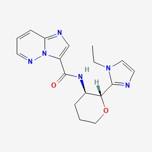 molecular formula C17H20N6O2 B7352838 N-[(2R,3R)-2-(1-ethylimidazol-2-yl)oxan-3-yl]imidazo[1,2-b]pyridazine-3-carboxamide 