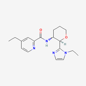 molecular formula C18H24N4O2 B7352850 4-ethyl-N-[(2R,3R)-2-(1-ethylimidazol-2-yl)oxan-3-yl]pyridine-2-carboxamide 