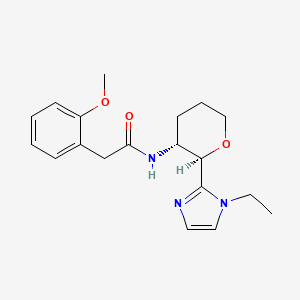 molecular formula C19H25N3O3 B7352880 N-[(2R,3R)-2-(1-ethylimidazol-2-yl)oxan-3-yl]-2-(2-methoxyphenyl)acetamide 