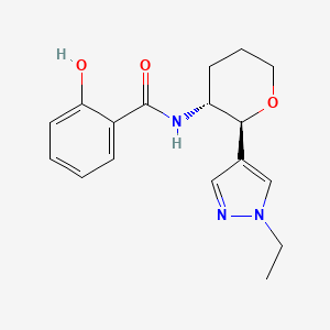 molecular formula C17H21N3O3 B7352885 N-[(2S,3R)-2-(1-ethylpyrazol-4-yl)oxan-3-yl]-2-hydroxybenzamide 