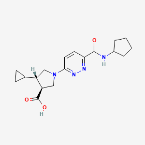 molecular formula C18H24N4O3 B7352948 (3S,4S)-1-[6-(cyclopentylcarbamoyl)pyridazin-3-yl]-4-cyclopropylpyrrolidine-3-carboxylic acid 