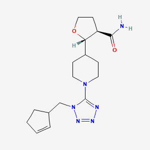 molecular formula C17H26N6O2 B7352959 (2S,3R)-2-[1-[1-(cyclopent-2-en-1-ylmethyl)tetrazol-5-yl]piperidin-4-yl]oxolane-3-carboxamide 