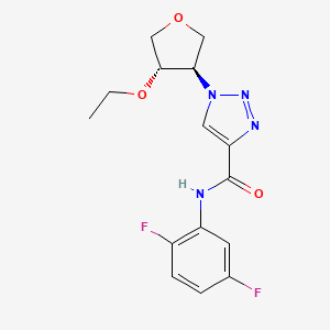 molecular formula C15H16F2N4O3 B7352983 N-(2,5-difluorophenyl)-1-[(3R,4S)-4-ethoxyoxolan-3-yl]triazole-4-carboxamide 