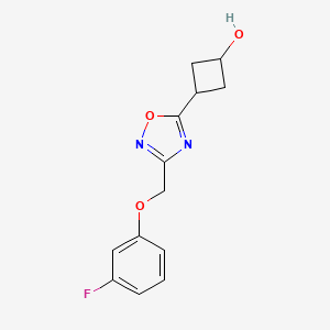 3-[3-[(3-Fluorophenoxy)methyl]-1,2,4-oxadiazol-5-yl]cyclobutan-1-ol