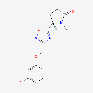 molecular formula C14H14FN3O3 B7353008 (5R)-5-[3-[(3-fluorophenoxy)methyl]-1,2,4-oxadiazol-5-yl]-1-methylpyrrolidin-2-one 