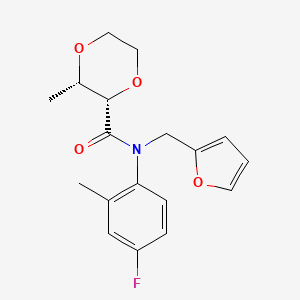 molecular formula C18H20FNO4 B7353054 (2S,3S)-N-(4-fluoro-2-methylphenyl)-N-(furan-2-ylmethyl)-3-methyl-1,4-dioxane-2-carboxamide 