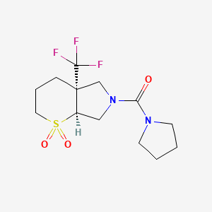 molecular formula C13H19F3N2O3S B7353109 [(4aS,7aS)-1,1-dioxo-4a-(trifluoromethyl)-2,3,4,5,7,7a-hexahydrothiopyrano[2,3-c]pyrrol-6-yl]-pyrrolidin-1-ylmethanone 