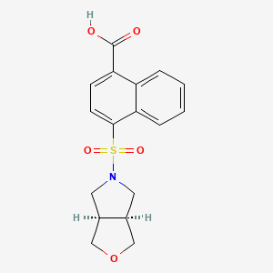 molecular formula C17H17NO5S B7353120 4-[[(3aS,6aR)-1,3,3a,4,6,6a-hexahydrofuro[3,4-c]pyrrol-5-yl]sulfonyl]naphthalene-1-carboxylic acid 