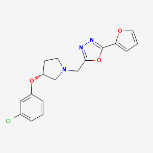 molecular formula C17H16ClN3O3 B7353123 2-[[(3R)-3-(3-chlorophenoxy)pyrrolidin-1-yl]methyl]-5-(furan-2-yl)-1,3,4-oxadiazole 