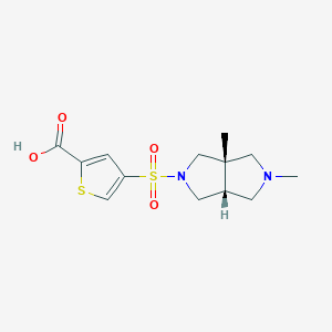 molecular formula C13H18N2O4S2 B7353141 4-[[(3aS,6aR)-2,3a-dimethyl-3,4,6,6a-tetrahydro-1H-pyrrolo[3,4-c]pyrrol-5-yl]sulfonyl]thiophene-2-carboxylic acid 