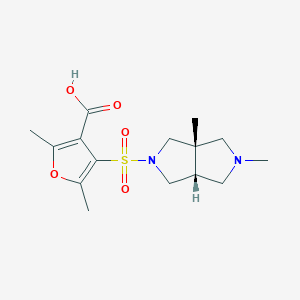 molecular formula C15H22N2O5S B7353149 4-[[(3aS,6aR)-2,3a-dimethyl-3,4,6,6a-tetrahydro-1H-pyrrolo[3,4-c]pyrrol-5-yl]sulfonyl]-2,5-dimethylfuran-3-carboxylic acid 